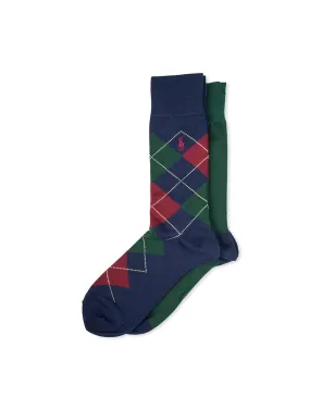 Argyle Solid 2 Pack Socks Multi