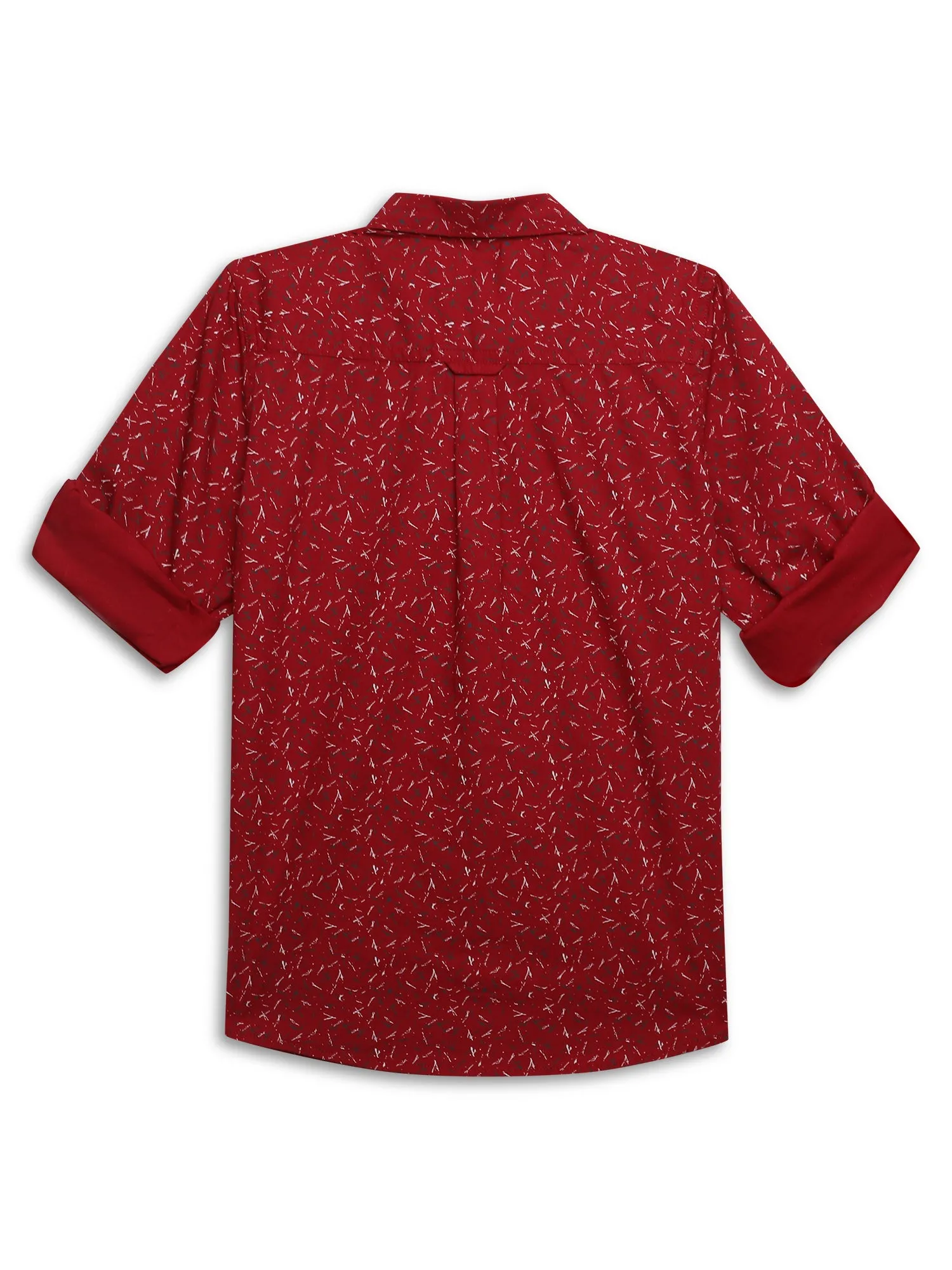 Cantabil Boys Red Printed Full Sleeves Casual Shirt