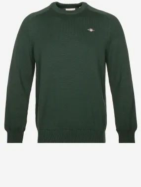 Casual Cotton Saddle Crew Neck Tartan Green