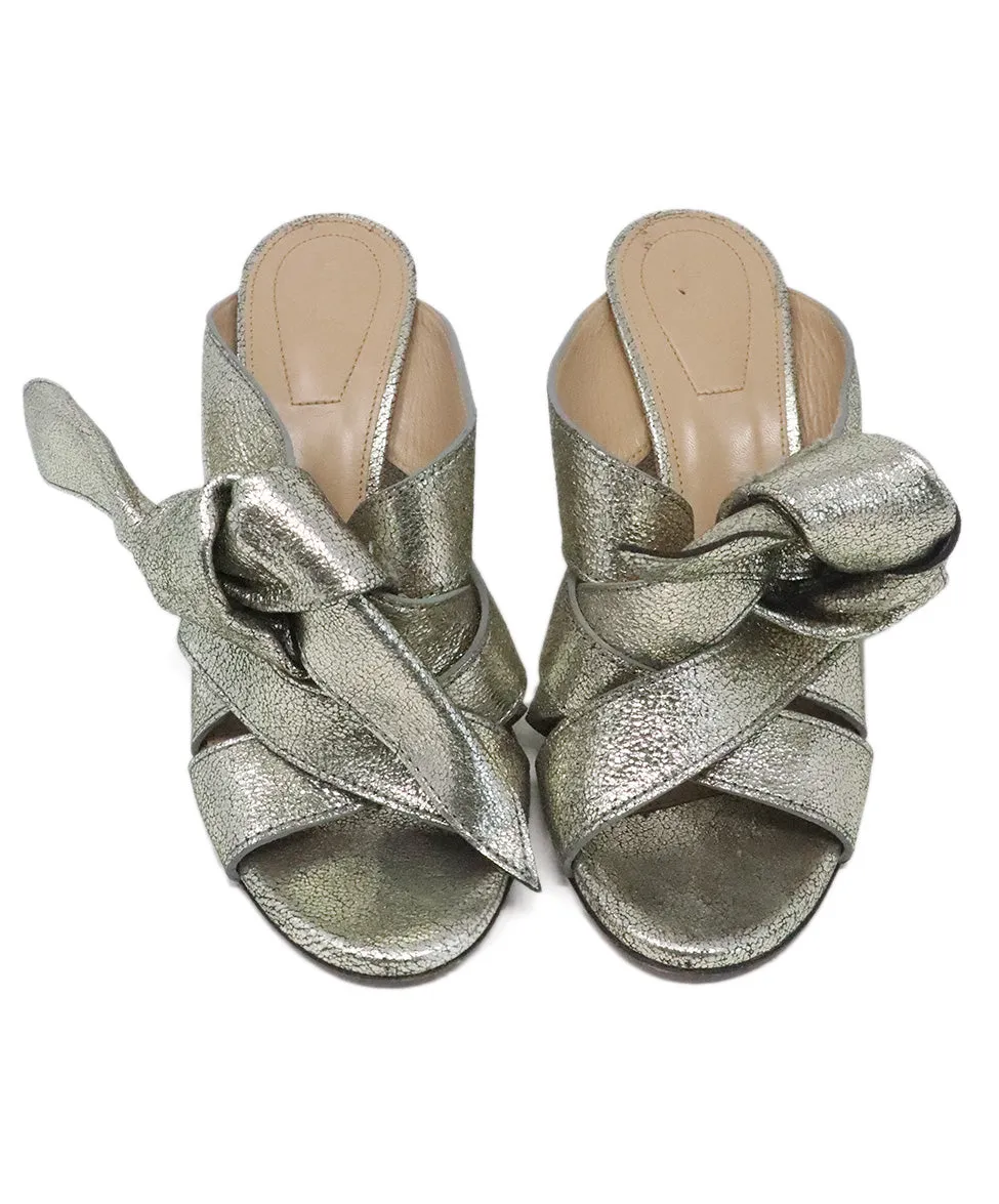 Chloe Silver Rhinestone Heeled Slides sz 7