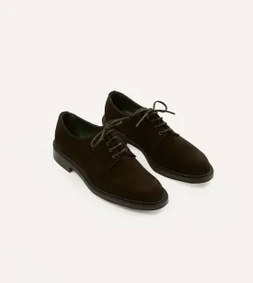 Dark Brown Suede August Goodyear Welted Derby Shoe