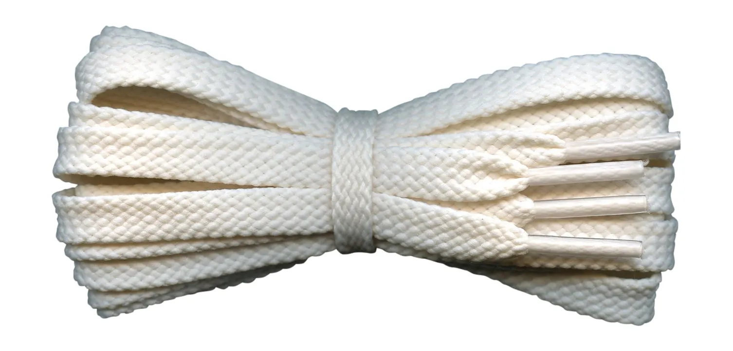 Flat 8 mm Cream Shoe Laces for Trainers and Sports Shoes.