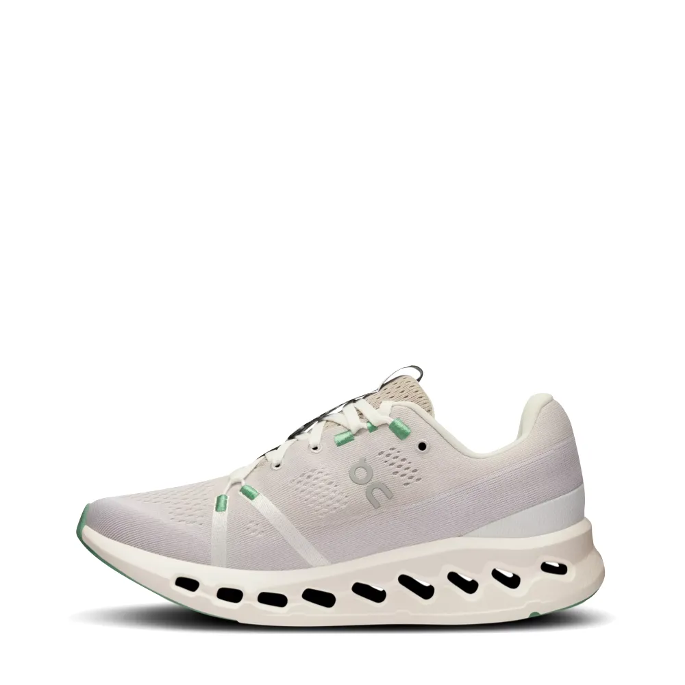 On Women's Cloudsurfer Running Sneaker in Pearl/Ivory